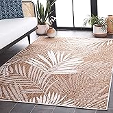 SAFAVIEH Washable Rug Outdoor Beach House Collection - 8' x 10', Brown & Ivory, Non-Shedding & Easy to Clean, Ideal for Patio