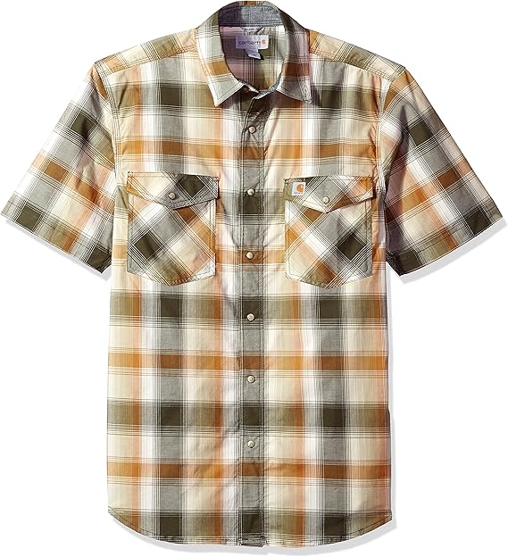 carhartt plaid short sleeve shirts