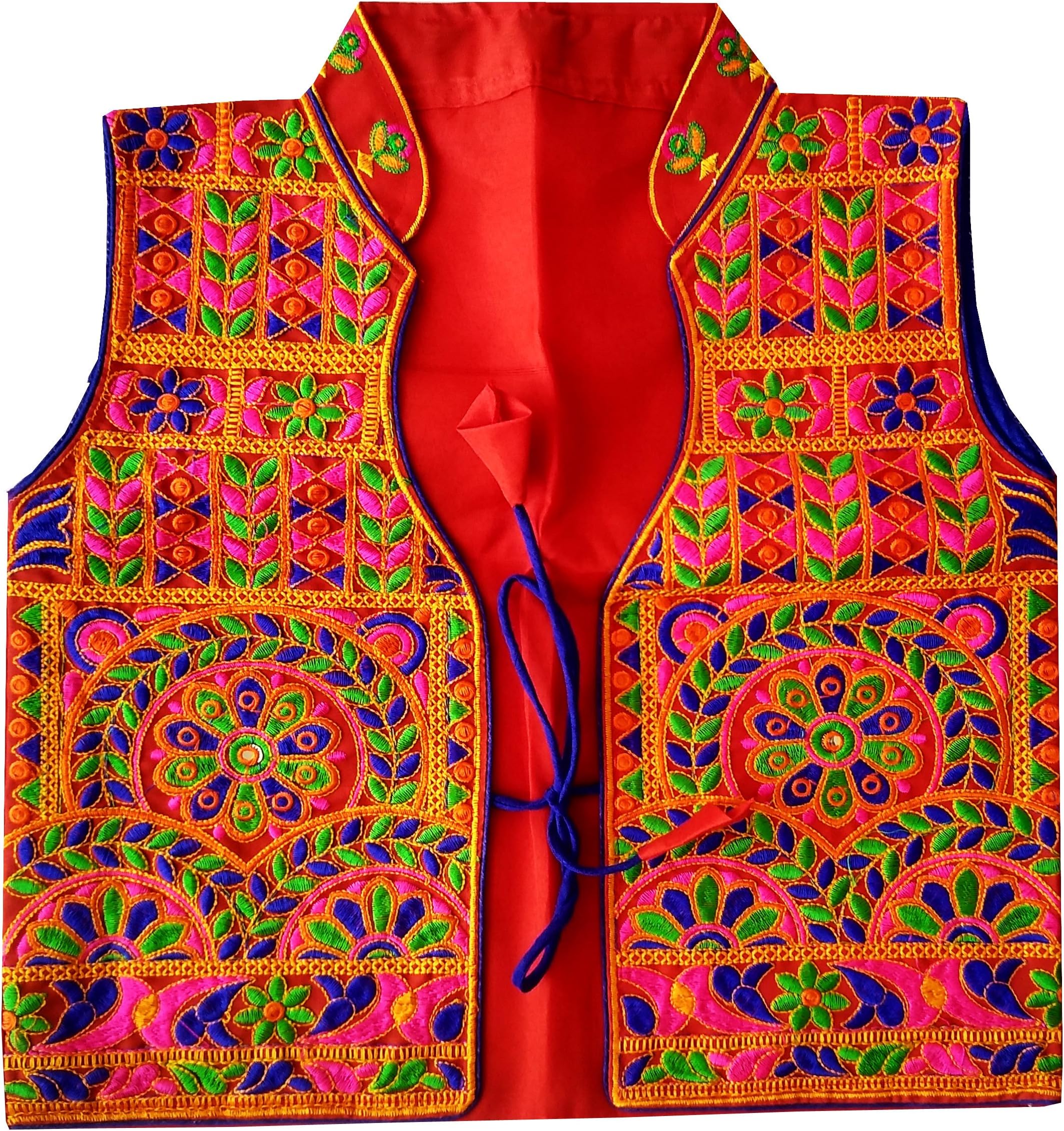 PULAA Red Boho Hippie Dance Costume - Afghani Vest - Banjara Waistcoat - Gujarati Vest - koti