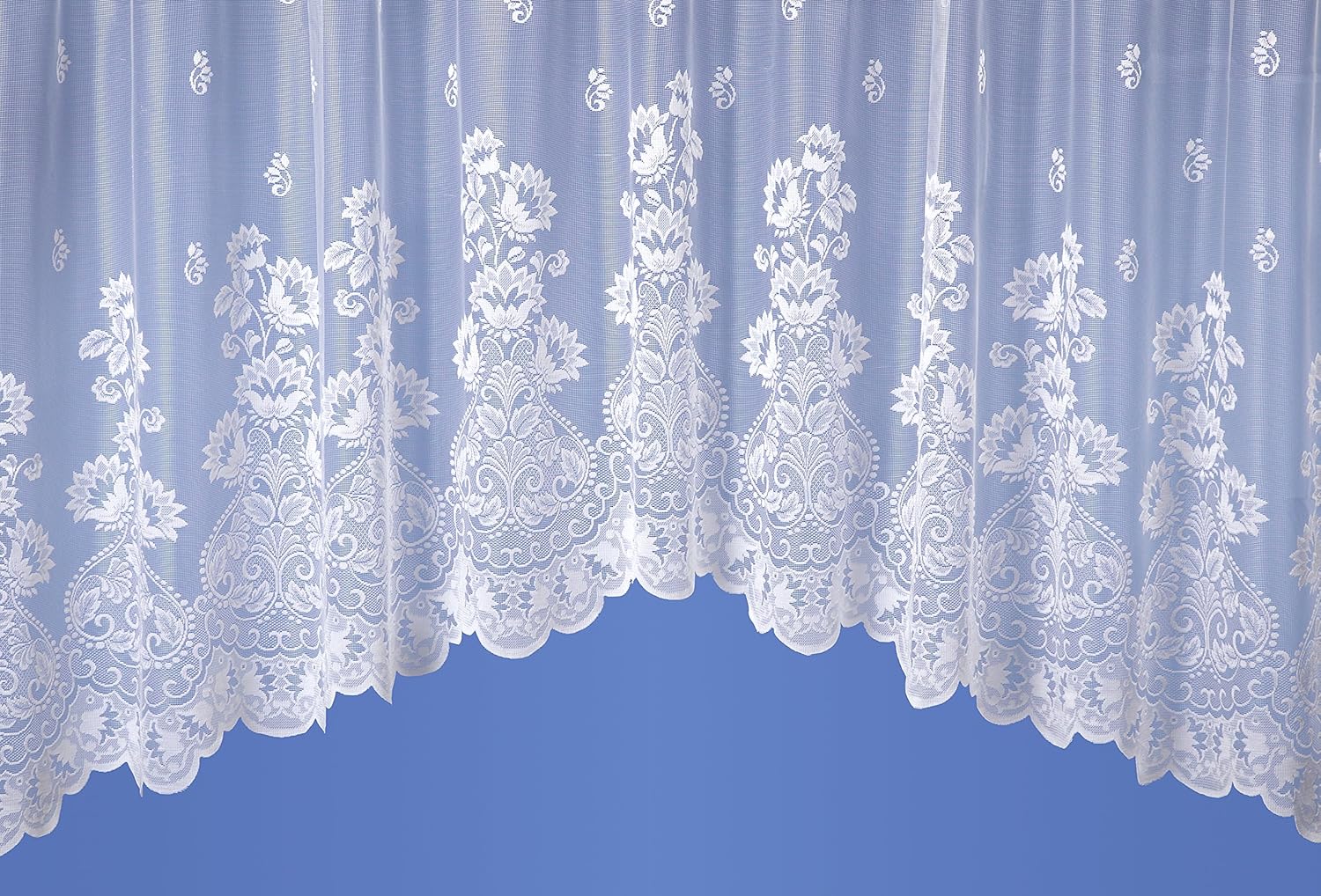 Ians Emporium NAPLES White Net Curtain Jardiniere B45 = 380cm x 114cm