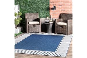 nuLOOM Asha Simple Border Indoor/Outdoor Area Rug - 5x8 Indoor/Outdoor Area Rug Casual Navy/Ivory Rugs for Living Room Patio Deck Front Porch Kitchen