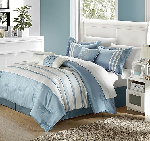 Amazon Com Perfect Home Tory Pleated Piecing Luxury Bedding