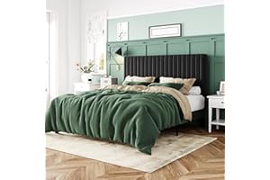Allewie Queen Bed Frame, Velvet Upholstered Platform Bed with Vertical Channel Tufted Headboard, Mattress Foundation with Strong Wooden Slats, Box Spring Optional, Easy Assembly, Black