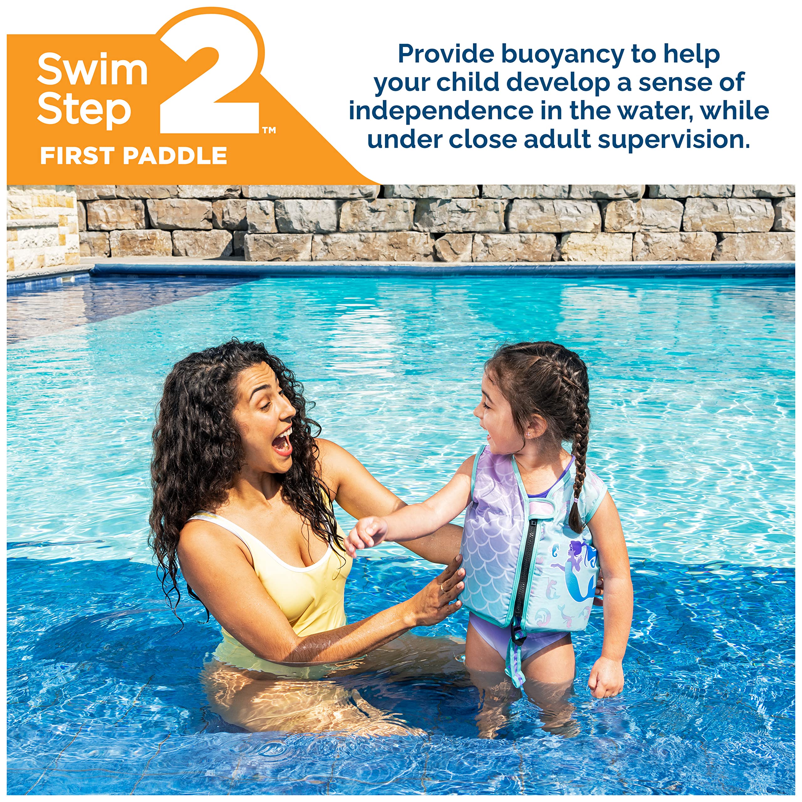 Swim Vest, Learn To Swim Personal Flotation Device for Swim Training, Pool Floats & Swimming Pool Accessories for Kids 2-4 Years, Mermaid