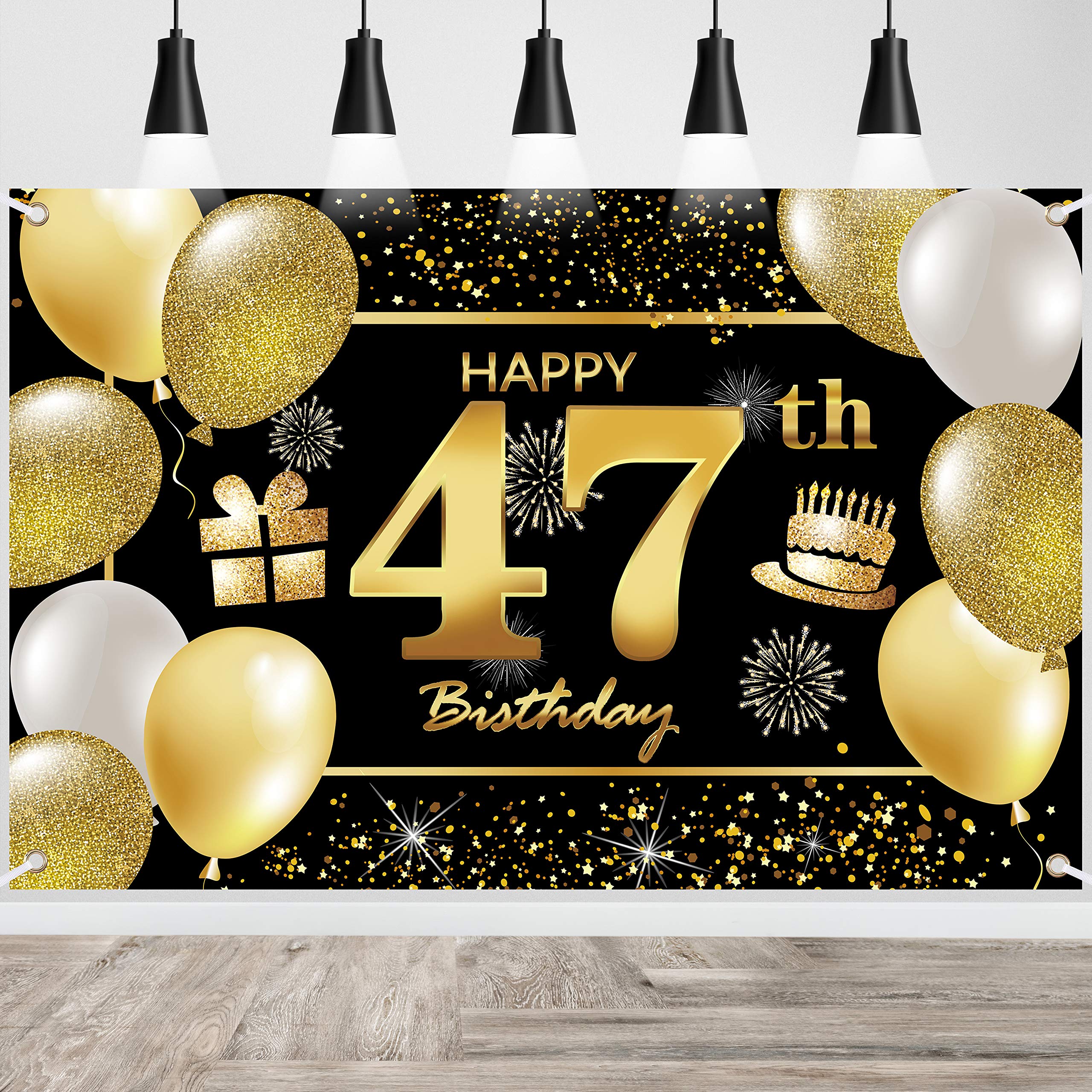 47th Happy Birthday Banner IMISI Birthday Decorations Backdrop for Party