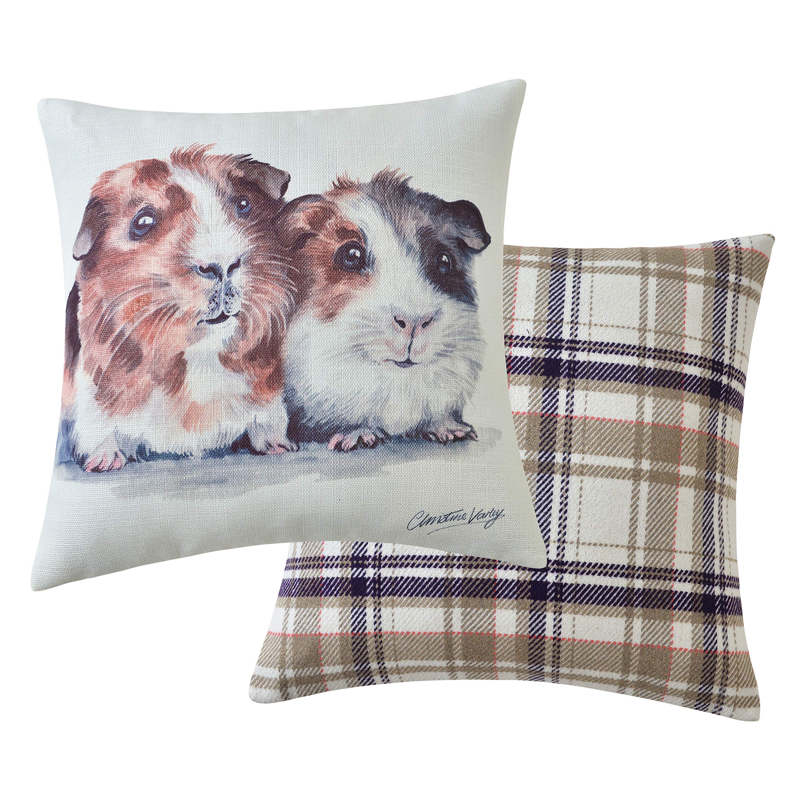 Maturi Filled Seat Cushion with Guinea Pigs Animal Watercolour Image, Chair Sofa Pillow - 43 x 43cm / 17 x 17-inch