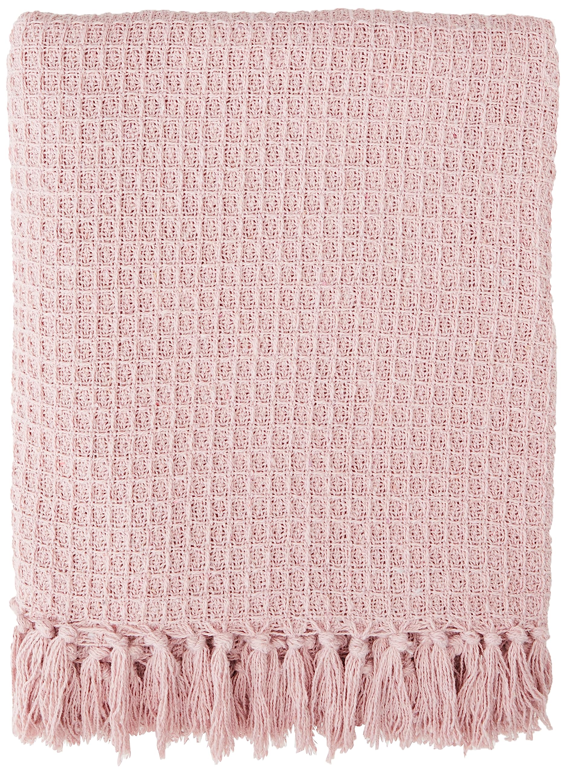 Emma Barclay Honeycomb - Recycled Cotton Plain Waffle Textured Chair Sofa Setee Throw Over Blanket in Blush Pink - 50x60 (127x152cm) — image 1