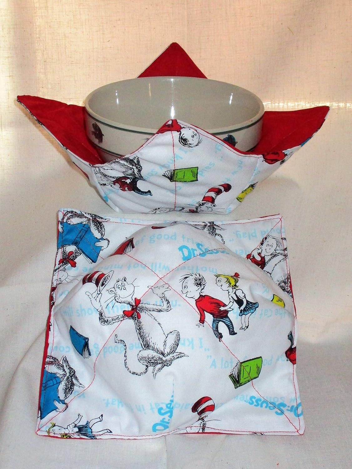 SET OF 2 DR. SEUSS CAT IN THE HAT SOUP BOWL COZIES