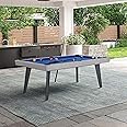Playcraft Santorini 82" Outdoor Slate Pool Table with Dining Top Benches and Ping Pong