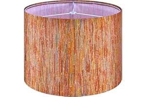 GO&SO 1 Pack Stripe Drum Lamp Shade Chroma Multi-Red- 13"x13"x10" (Spider) - Bohemia Style Replacement Lampshade for Table, Floor & Bedside Lamps -Handcrafted Natural Fabric Lamp Shade -Easy Assembly
