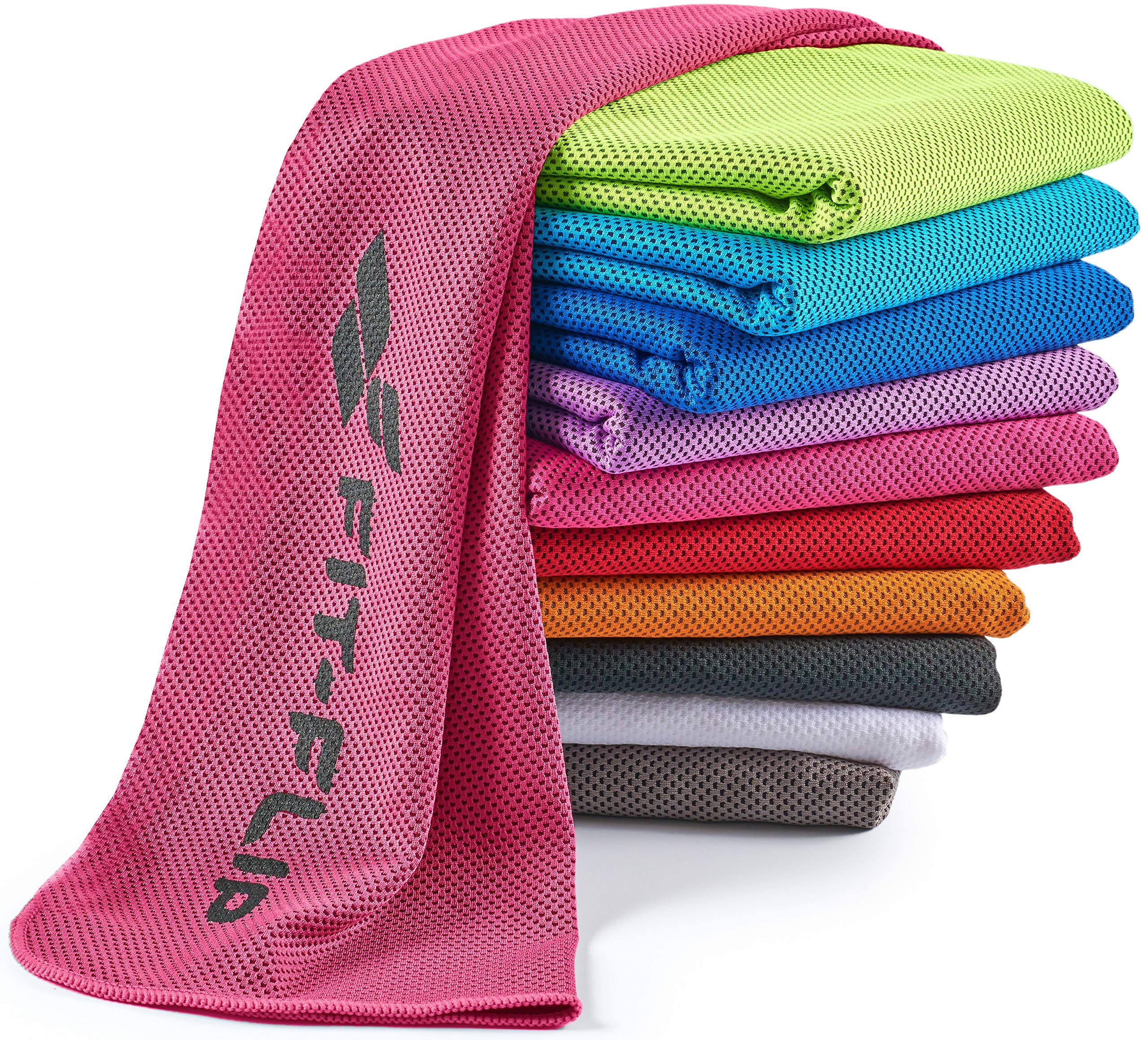 Fit-Flip Cooling towels - Airflip - cool touch microfibre ice towel as wet neck scarf - cold cloth for sport, yoga and fitness (pink,100x30cm)