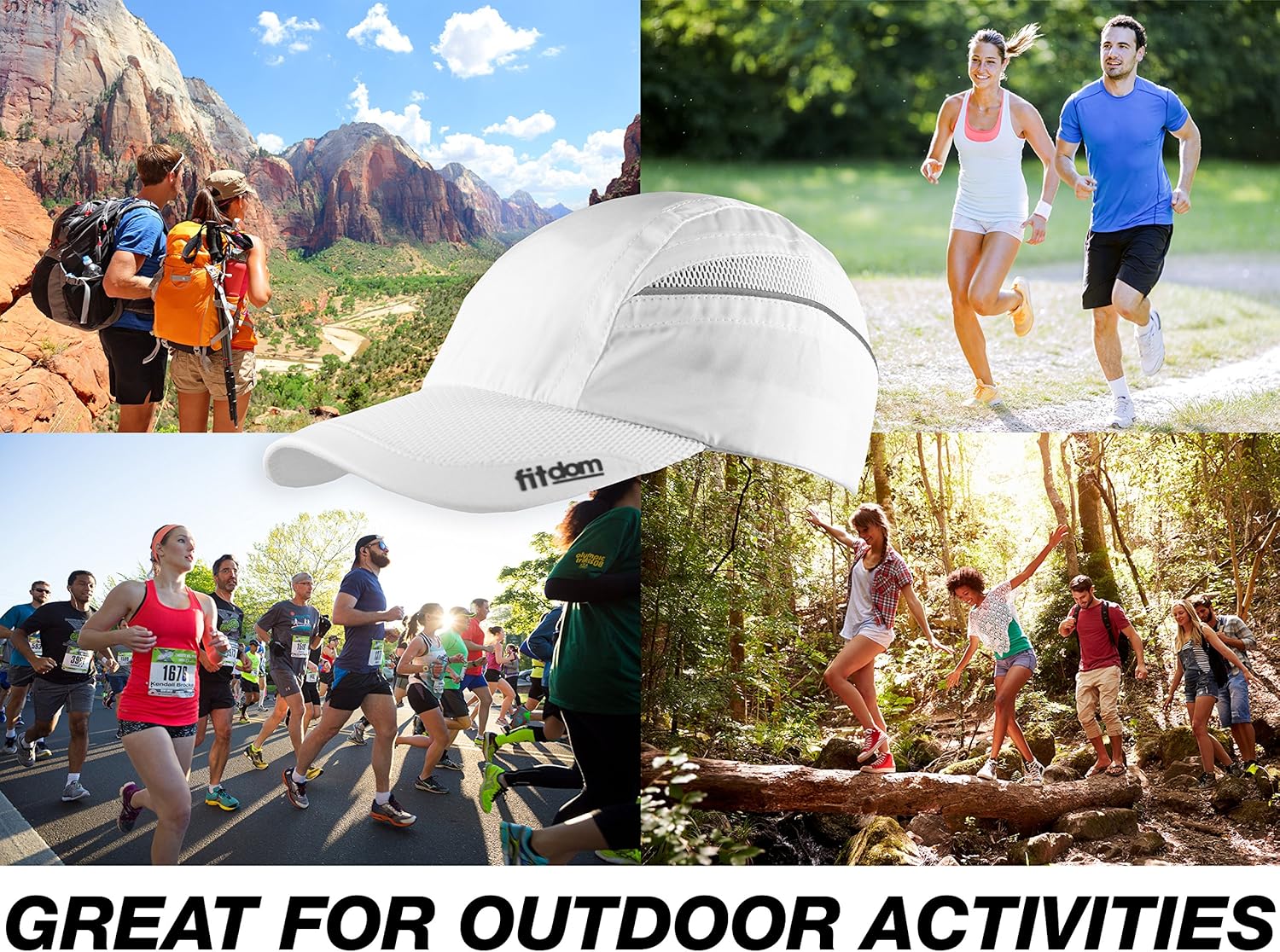Fitdom Lightweight All Sports Cap Perfect Hat for Running, Hiking, Tennis, Golf White: Clothing