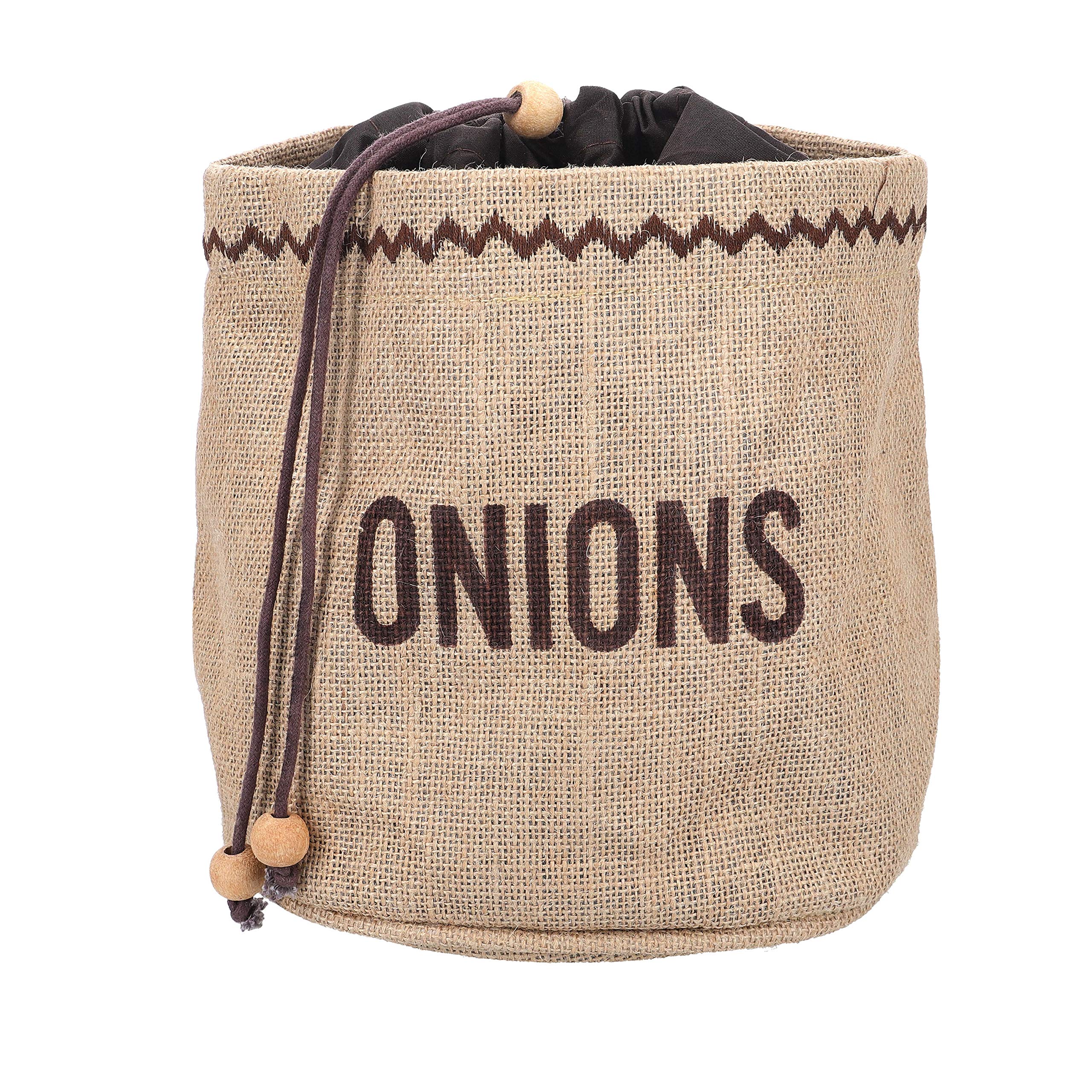 KitchenCraft Natural Elements Onion Bag with Blackout Lining, Hessian, Brown, 2 x 2cm