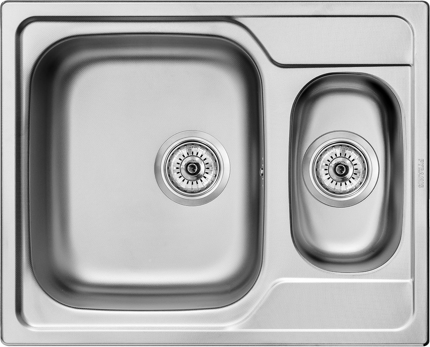 Pyramis 101230201 fregadero de cocina de acero inoxidable lino 1 2B 1d