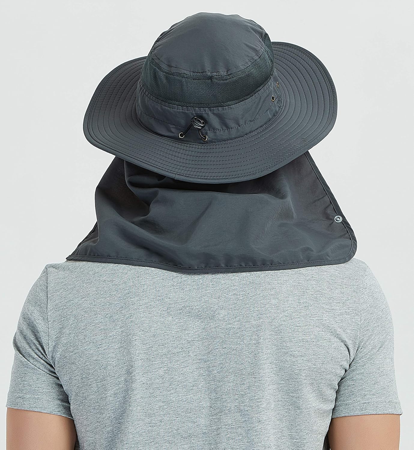 DDYOUTDOOR 07-281 Fashion Summer Outdoor Sun Protection Fishing Cap Neck Face Flap Hat Wide Brim (Dark Gray): Clothing