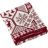 SARO LIFESTYLE Christmas Knit Throw Blanket, 50"x60", Red