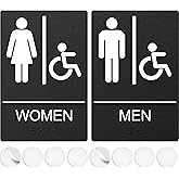 Washroom Sign, Bathroom Signs For Business - Ideal Restroom Sign For Men and Women - 9" by 6" - ADA Compliant with Braille an