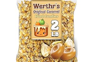 PARTYPOM Original Caramel Hard Candies, 2 Lbs Bulk, Classic Caramel Candy Made with Real Butter and Cream, Individually Wrapped for Snacking and Gifting, Appx 165 Pcs