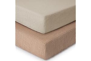 FILLEEP Muslin Crib Sheets for Girl Boy, 100% Cotton Baby Crib Sheets for Standard Crib and Toddler Mattress 52"x28", 2 Pack Soft Breathable Fitted Crib Mattress Sheet, Beige & Bown