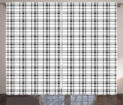 Amazon Com Ambesonne Plaid Curtains Black And White Tartan