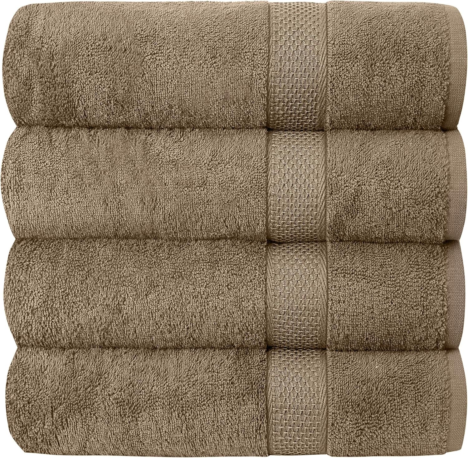 Pleasant Home Bath Towels Set - 4 Pack – 32” x 55” - 100% Cotton - 500 GSM – Lightweight Soft & Absorbent – Durable (Mocha): Kitchen & Dining