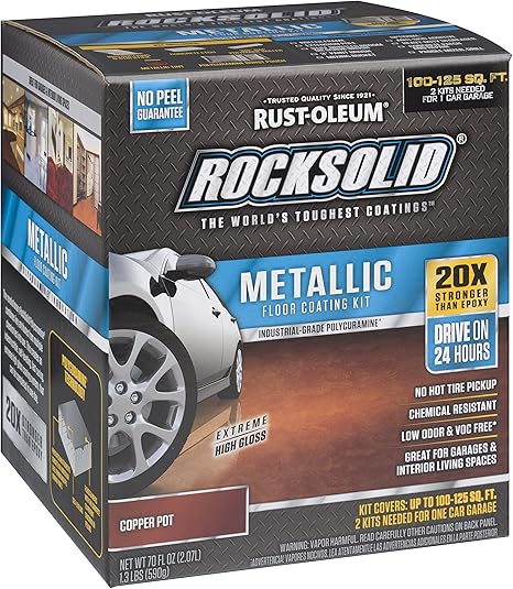 Rust Oleum 286894 Rocksolid Metallic Garage Floor Kit Copper Pot 70 Fl Oz