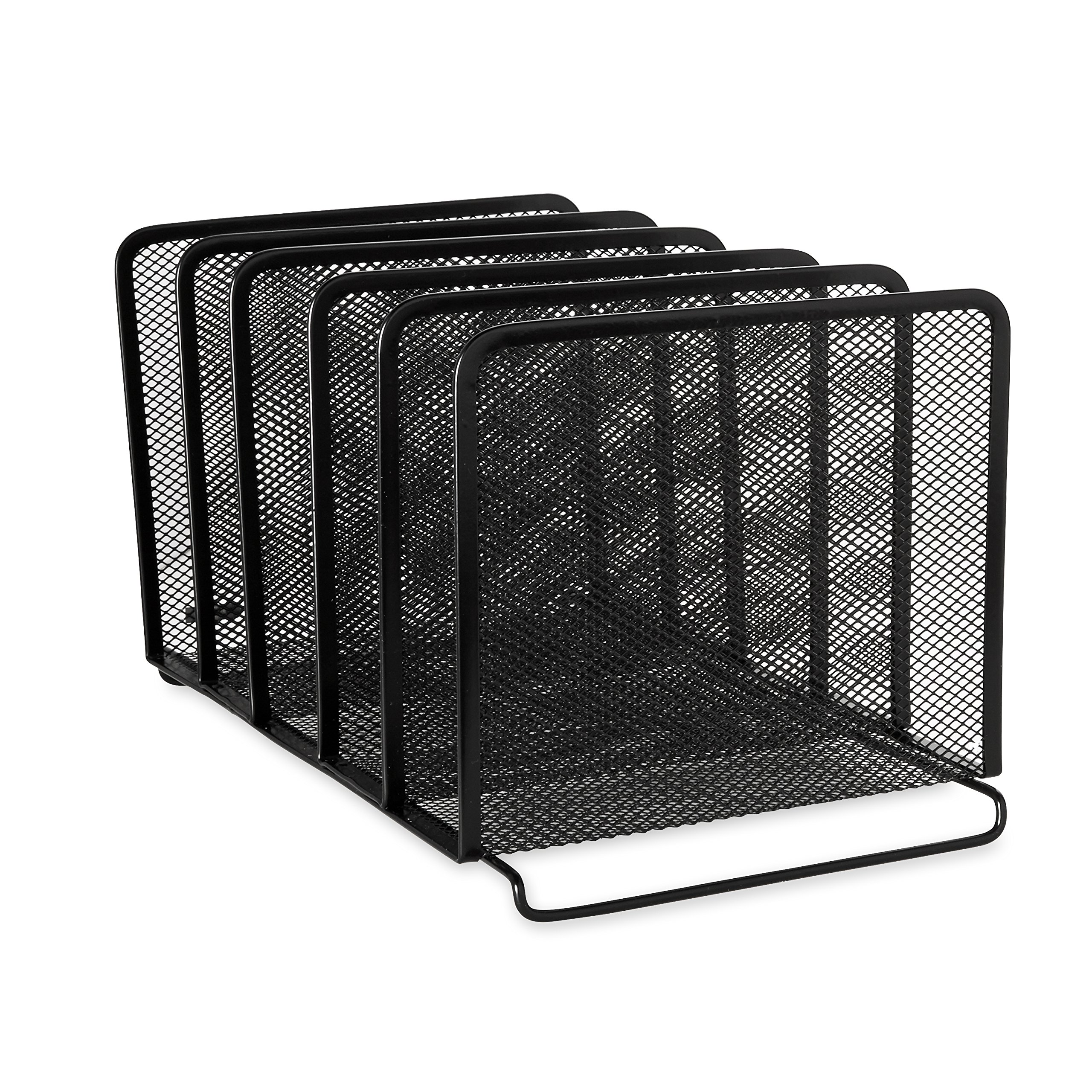 Rolodex Mesh Collection Stacking Sorter, 5Section, Standard Black