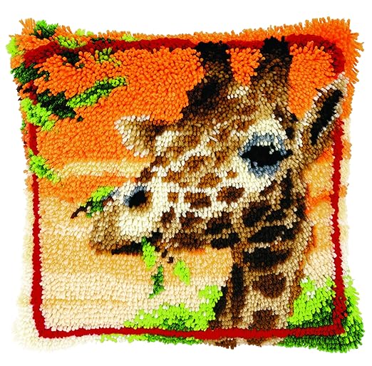 Vervaco Latch Hook Cushion Giraffe Eating Leaves Amazon.co.uk Kitchen