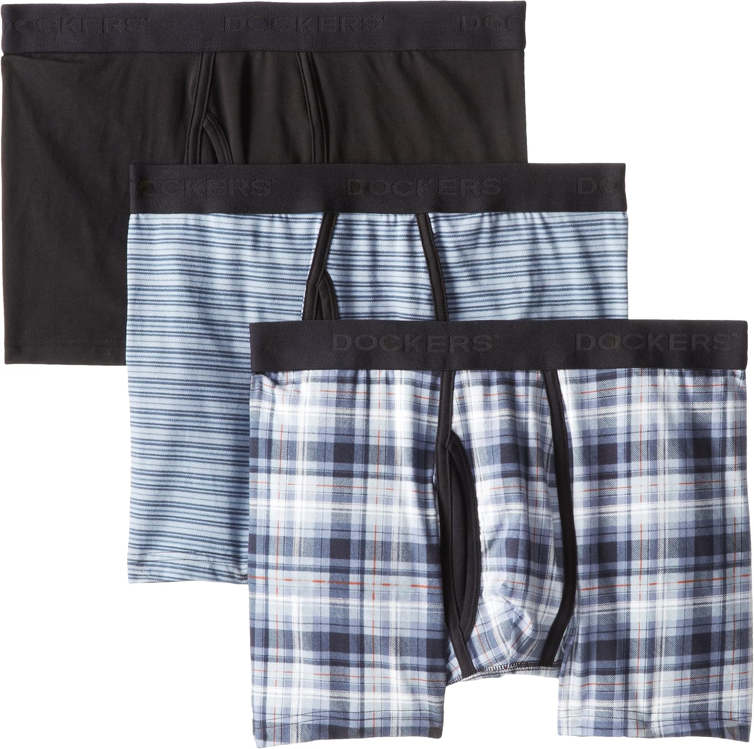 Dockers Men's 3Pack Boxer Brief, Black Assorted, Small at Amazon Men’s