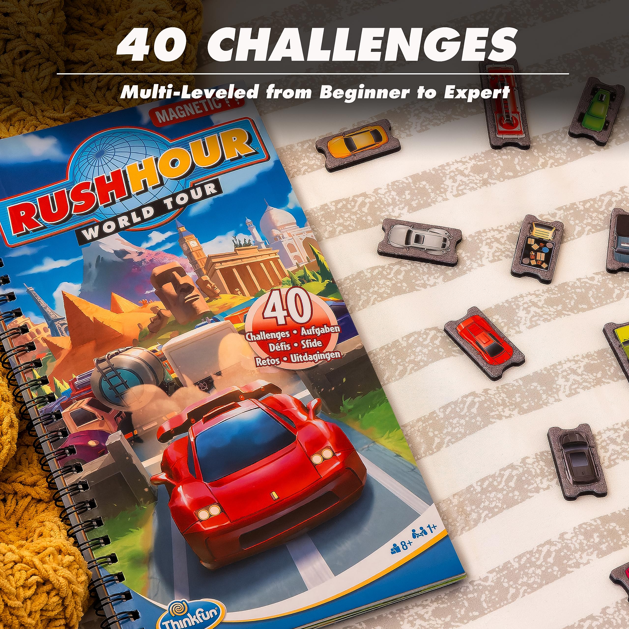 ThinkFun Rush Hour World Tour Magnetic Travel Puzzle - Embark on a Global Adventure of Logic and Strategy in a Compact Travel Edition