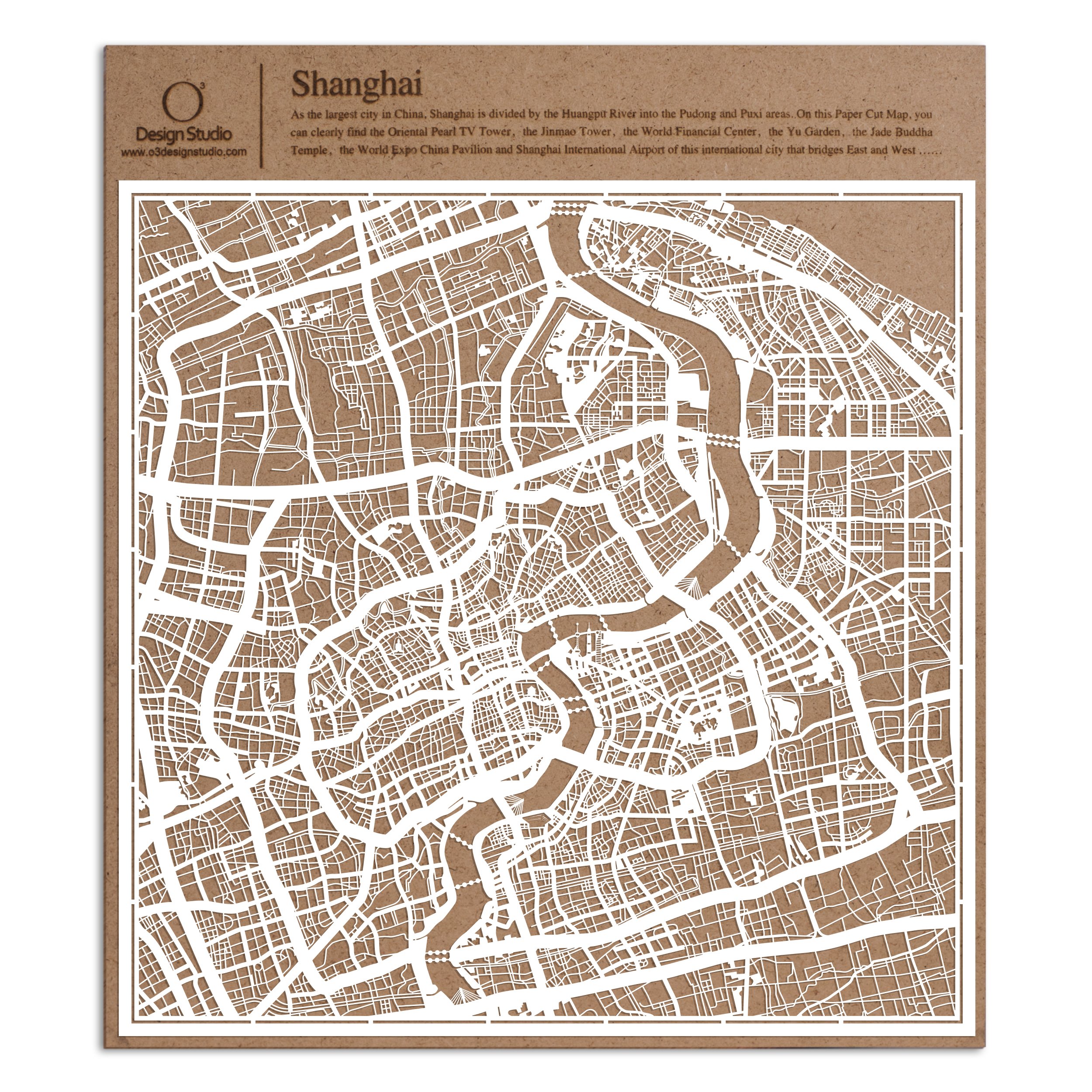 Shanghai Paper Cut Map White 30x30 cm Paper Art — image 1