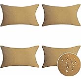 Home Brilliant Fall Throw Pillow Cover 12x20 Outdoor Pillows Mustard Yellow Accent Pillows Covers Set of 4, Burlap Yellow