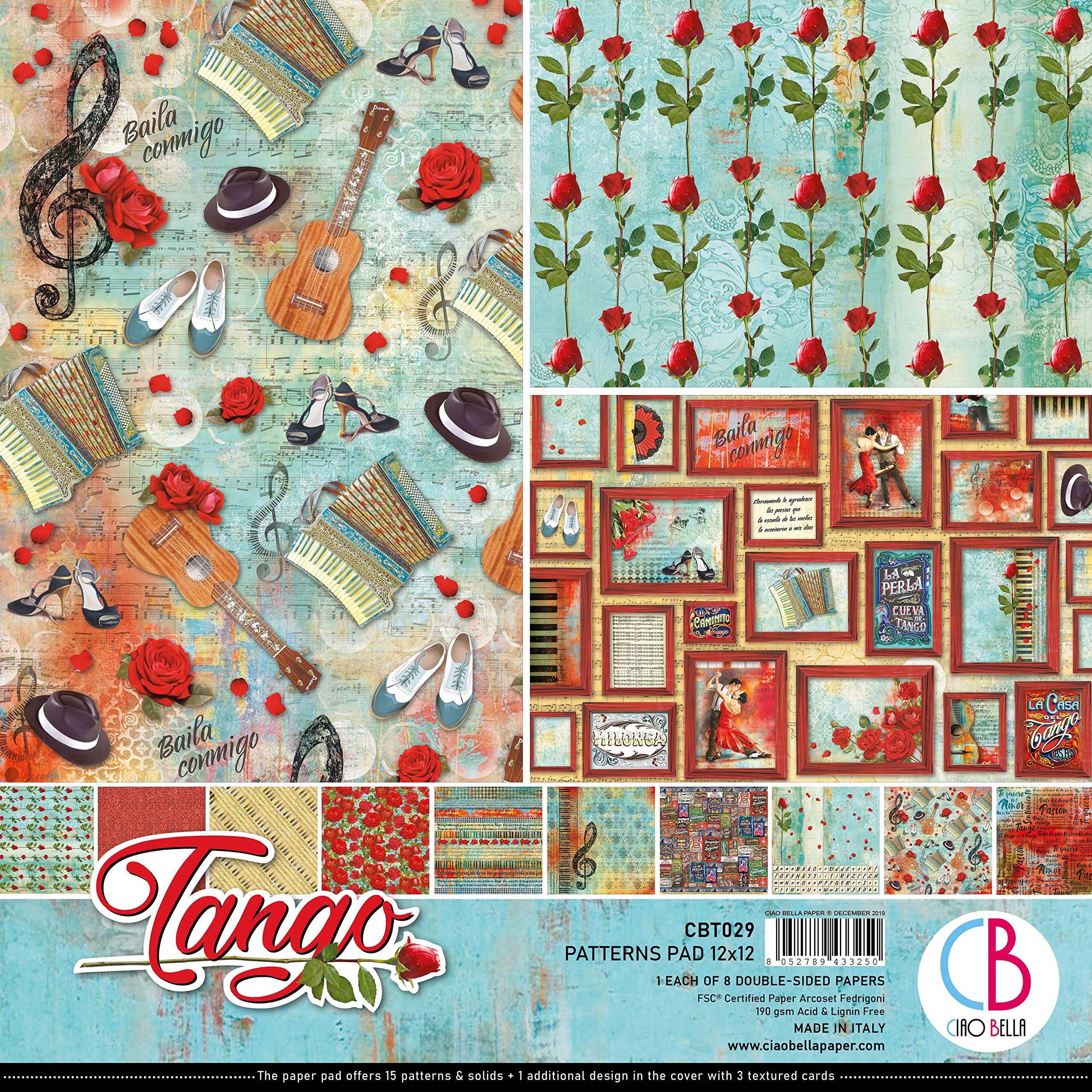 Ciao Bella Papers CBT029 Tango Patterns Pad, 12 inch x 12 inch