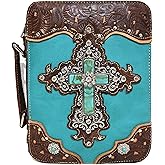 Western Style Embroidered Verse Scripture Bible Cover Book Bibles Carrying Case for Women Extra Strap Purse Messenger Bag