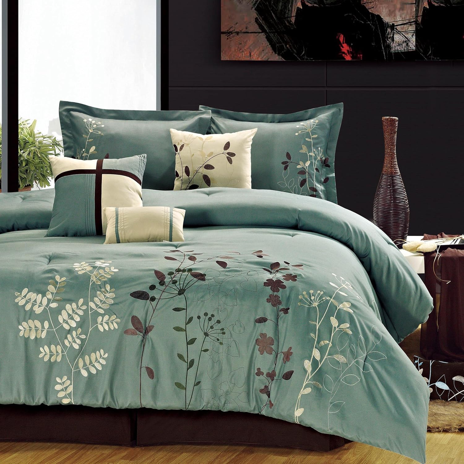 Chic Home Vines 8Piece Comforter Bedding Set Queen Luxury Bedding