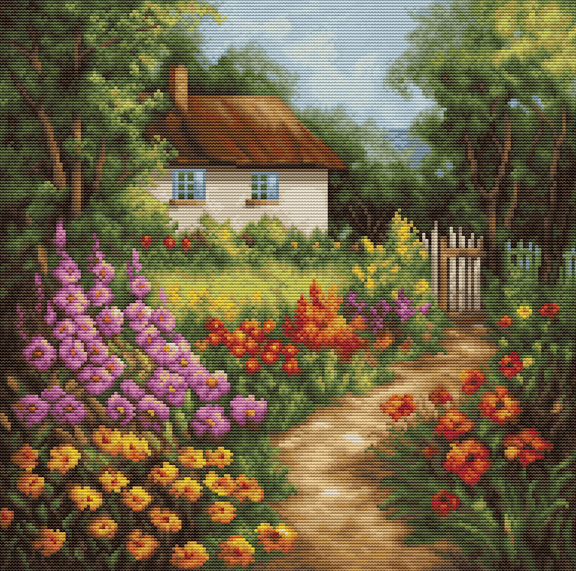 Luca-S Cross Stitch Kit The Country House, BU5029, Counted Cross Stitch Kit for Adults, Needlecraft and Embroidery Kit — image 1