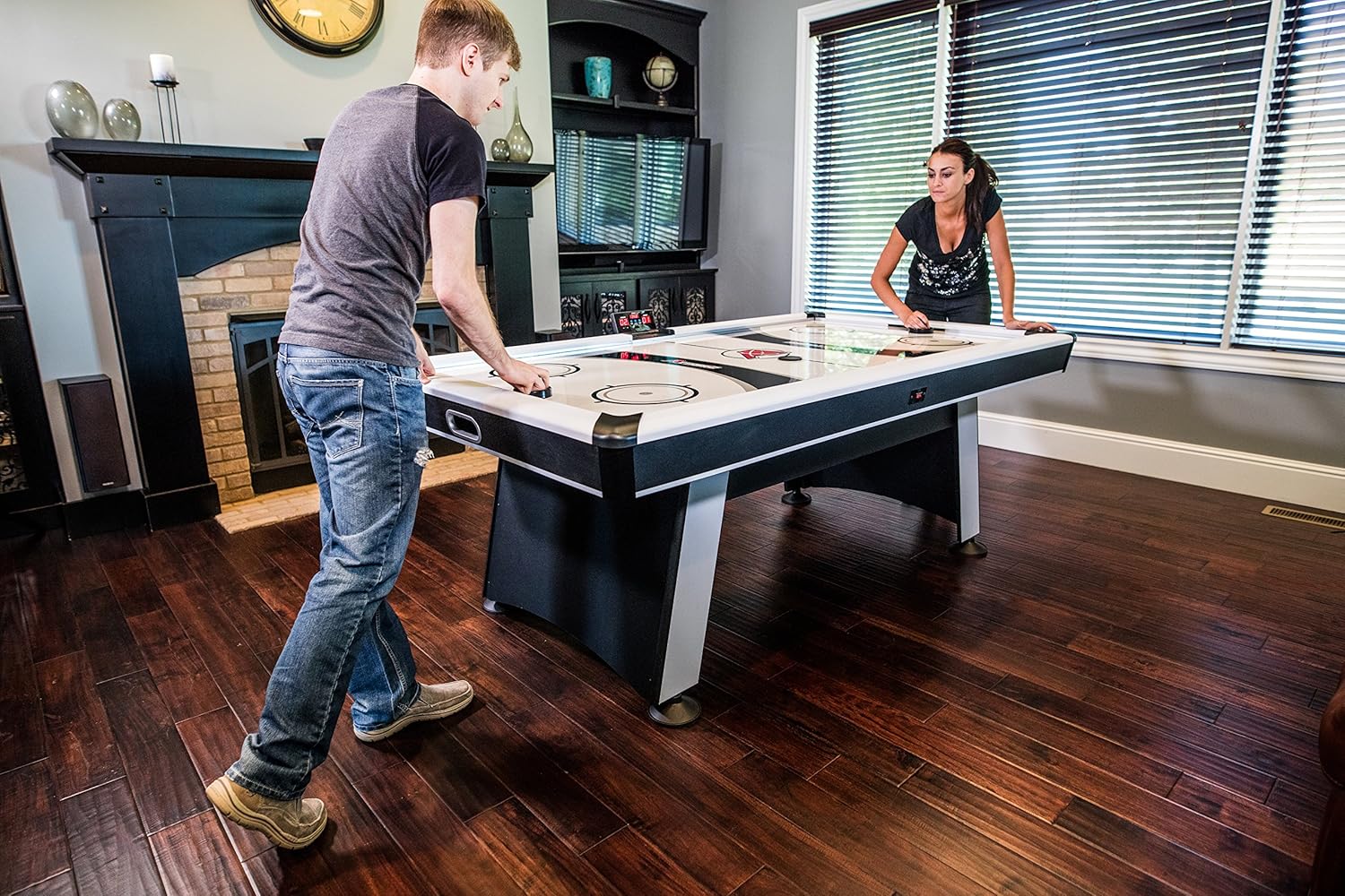 Atomic Blazer 7’ Air Hockey Table with Electronic Score Keeping with Rail-integrated Display, Heavy-duty 120V Blower for Fast Play, Overhang Rails for Reduced Puck Bounce and Leg Levelers to Ensure Even Playing Surface : Air Hockey Equipment : Sports & Outdoors