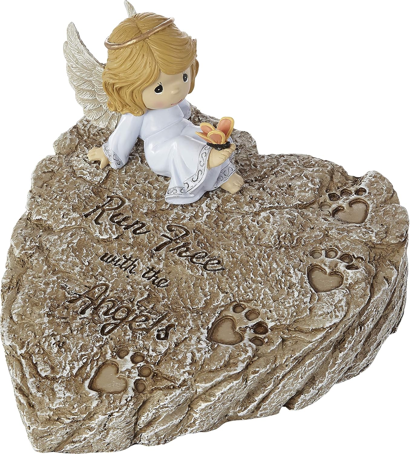Precious Moments 202425 Run Free with The Angels Resin Memorial Garden Stone, One Size, Multicolored