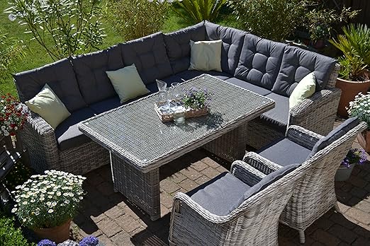 Bomey Rattan Lounge Set I Manhattan C 2 4 Piece Garden Furniture Set Grey 2