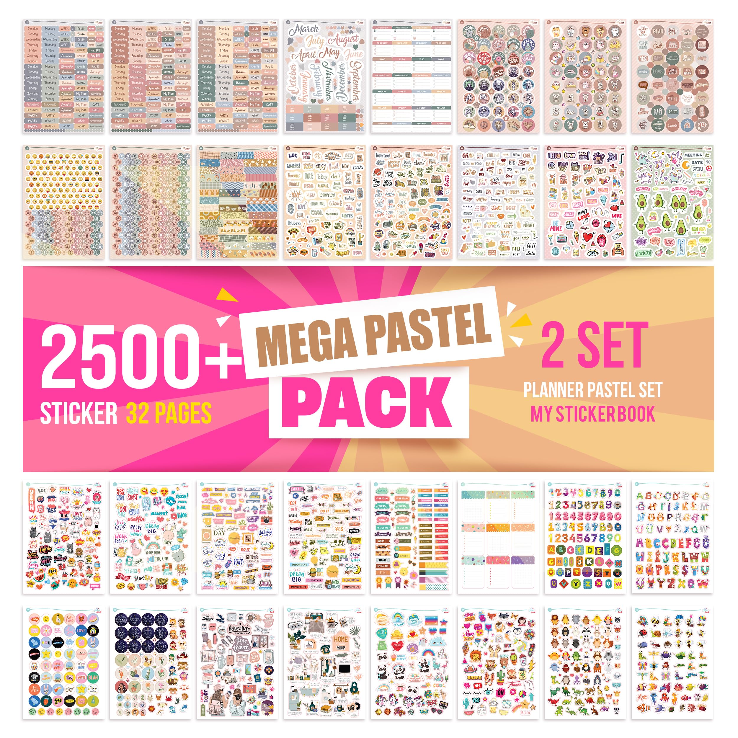 colortouch Sticker Set - 2500+ Pcs Monthly, Weekly, Daily Stickers - 32 Sheets Bullet Journal Sitckers Album for Planner, Organizer, Calendar, Laptop, Collection, Budget, Agenda, Schedule, Scrapbook — image 1