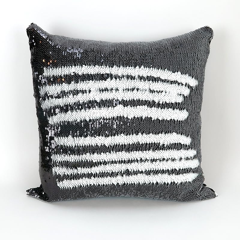 Amazon.com: Mermaid Pillow Cover - Black and White Reversible Sequin
