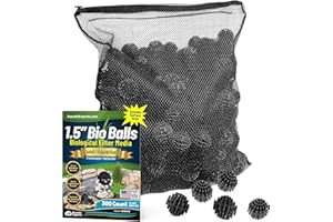 Aquatic Experts Bio Balls Filter Media Bulk, 1.5 Inch Large Bio Balls for Pond & Aquarium Filters, Pond Filter Media for Outdoor Ponds, (300 Count with 14" x 20" Mesh Bag, 1.5 Inch)