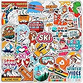 100Pcs Skiing Stickers for Water Bottle, Laptops - Skiing Gifts, Party Supplies & Decoration - Ski Helmet Stickers, Snowboard Decals - Gift for Women & Men