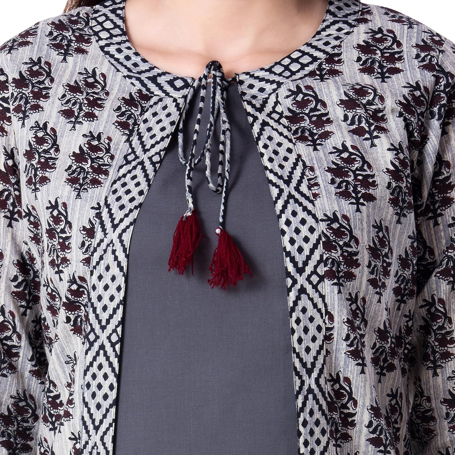 khushal women's cotton printed jacket kurta inner with palazzo pant set