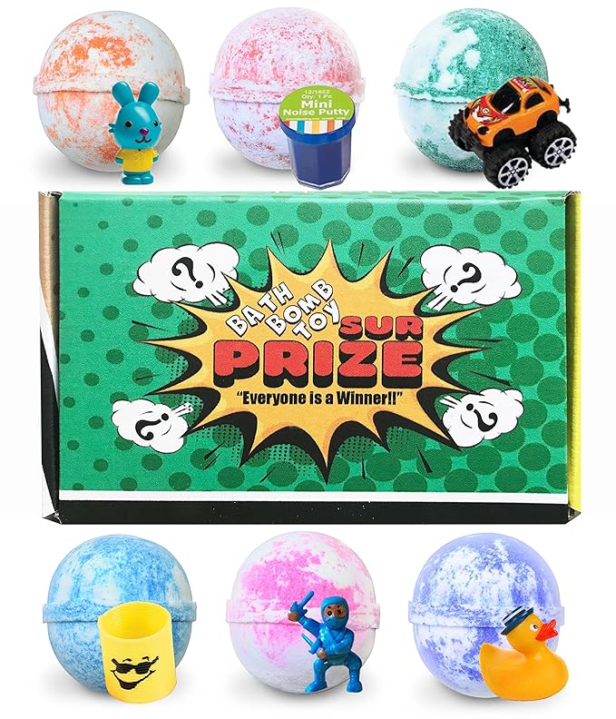 Bath Bombs for Kids, 6 Kids Bath Bombs with Surprise Inside, Toy Bath