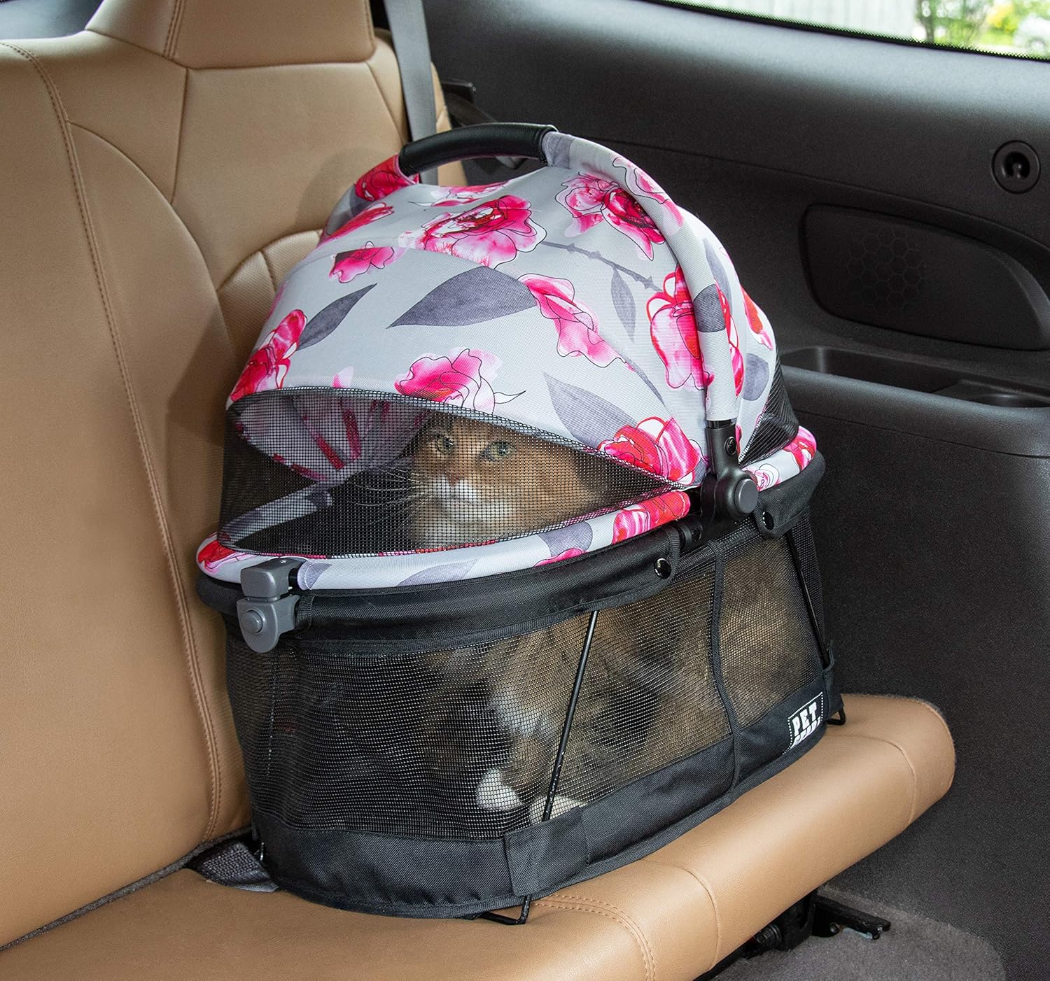 Pet Gear PG1040NZFL View 360 Pet Carrier & Car Seat for Small Dogs & Cats with Mesh Ventilation for Easy Viewing, Floral : Pet Supplies