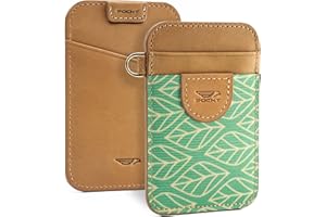 POCKT Slim Card Holder Wallet For Men and Women - Minimalist Front Pocket Wallet Elastic Credit Card Holder Genuine Leather RFID Blocking Card Case Wallets | Leaves