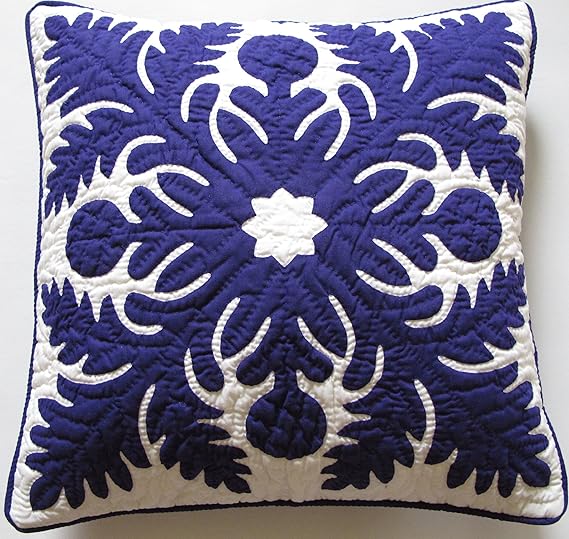 2 Hawaiian Quilt Pillow Covers, Cushions, 100 Hand Quilted