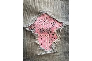 HOLEYPATCHES Bandana Fabric Peek-A-Boo Iron ON Patches by Holey Patches in Assorted Colors/Sizes (Pink, 3" x 5" (Set of 2))