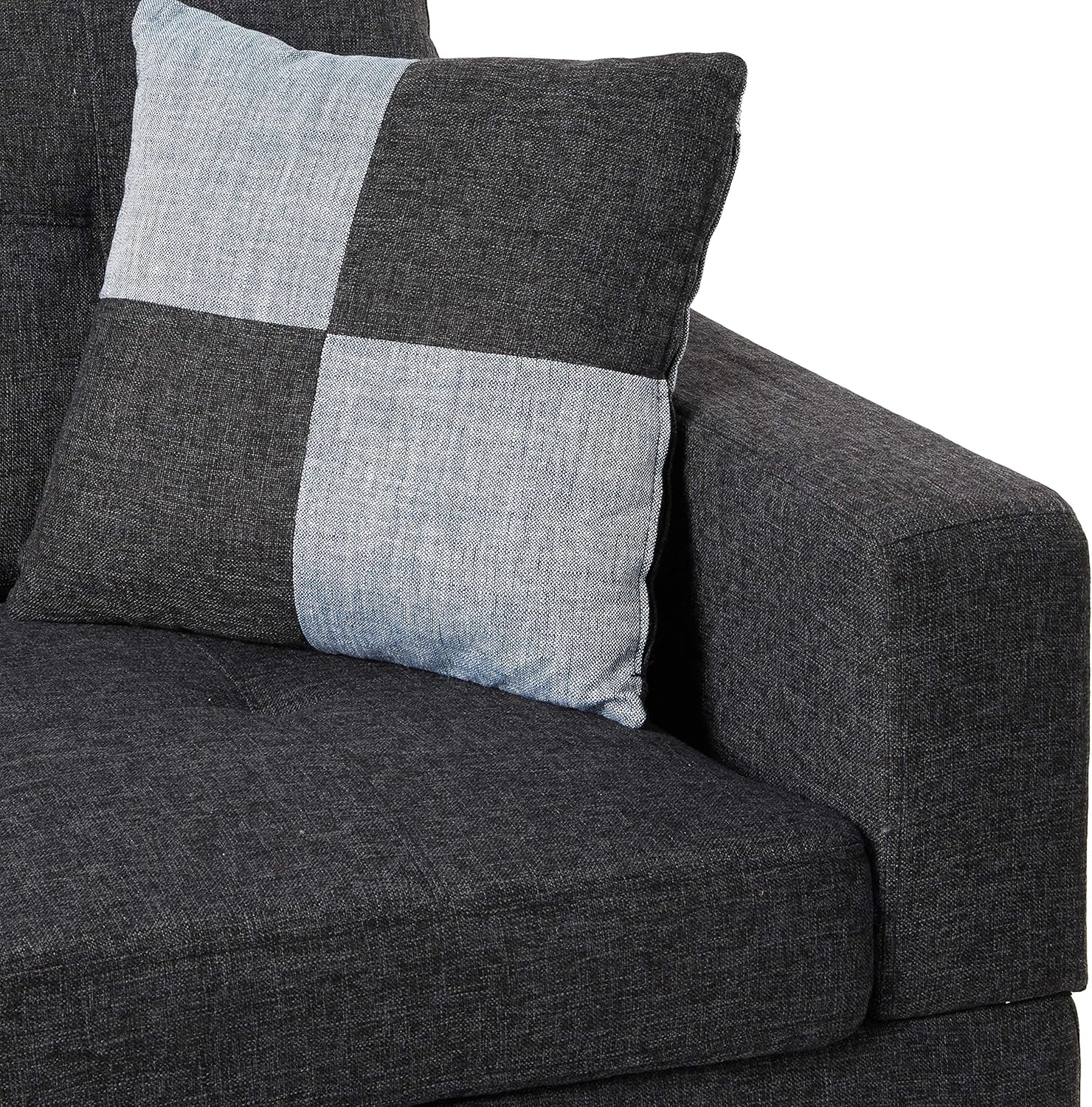 Beverly Fine Furniture Left Facing Linen Russes Sectional Sofa Set With Ottoman, Dark Grey: Furniture & Decor